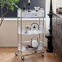 希少 アクリル×ガラス 収納 キャスター付きワゴン ゴールド 店舗什器 Amazon.co.jp: キッチンワゴン 透明アクリル 引き出し付き 多